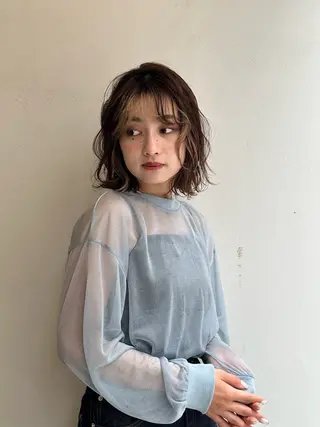 ミディアム パーマ 小河 穂香のヘアスタイル