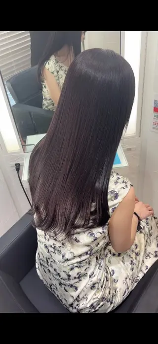 ロング ラベンダーカラー /巻き/WAKANAのヘアスタイル