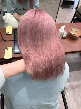 カラー 立川ハイトーンピンク 宮崎のヘアスタイル