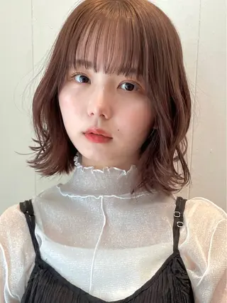 ミディアム カラー パーマ OAK 学芸大学所属・秋葉萌　透明感カラー /レイヤー/ボブ♡のヘアスタイル