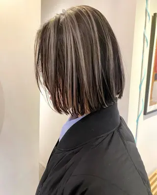 ミディアム カラー ブリーチ＆ハイライト デザイン艶カラーみくのヘアスタイル