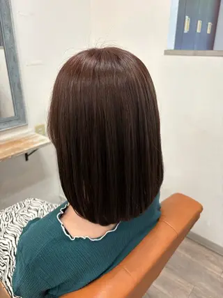 セミロング 透けナチュラルカラー ／あいりのヘアスタイル