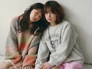 ミディアム カラー パーマ ENIF ツキのヘアスタイル