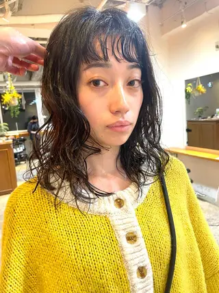 ミディアム カラー パーマ レイヤー/似合わせ TAKUYAのヘアスタイル