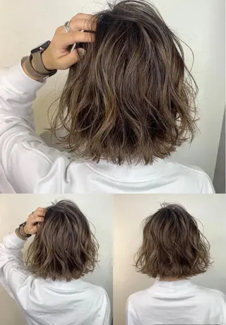 セミロング カラー _WHITE 高槻のヘアスタイル