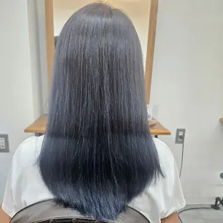 セミロング カラー 浜田りほ Luxbe 博多駅直結のヘアスタイル
