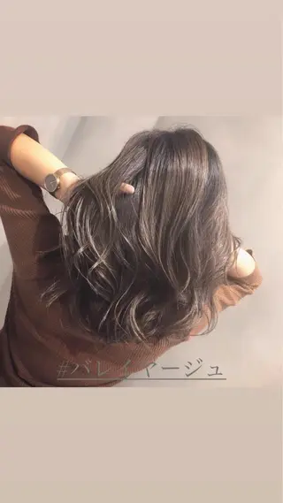 ロング カラー ハイダメージ毛 縮毛矯正のヘアスタイル