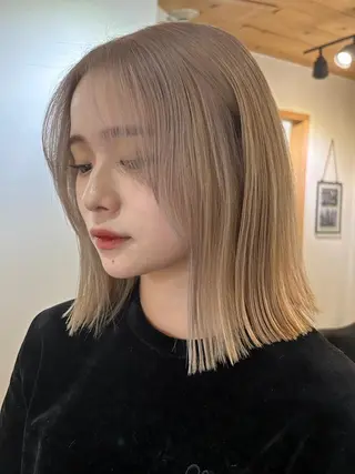 ミディアム カラー 韓国/ハイトーン/ ボブ🎀MIKU🎀のヘアスタイル