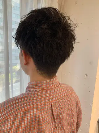 ショート パーマ メンズ GO TODAY  SHAIR SALON 梅田NU茶屋町店所属・田中成美/レイヤー カット/透明感カラーのヘアスタイル
