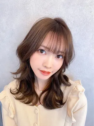 セミロング カラー 新宿/韓国風レイヤー 髪質改善/渋谷直樹のヘアスタイル