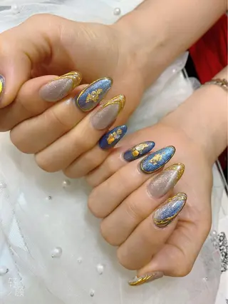 セミロング パンダ ネイルのネイルデザイン