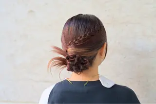 セミロング ヘアアレンジ オリーブ/グレージュ 💐🤍理保のヘアスタイル
