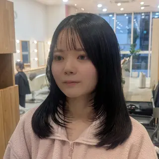 セミロング 彩桜/艶カラー/小顔 に見せるカット✂のヘアスタイル