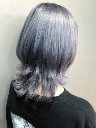 セミロング カラー レイヤーブリーチ特化 ホワイト専門/岸のヘアスタイル