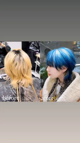 ミディアム カラー 🥇メンズパーマ /縮毛矯正/木村神心のヘアスタイル