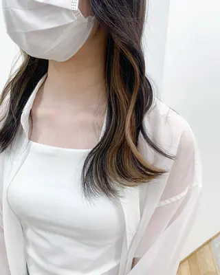 セミロング カラー cirrus🕊 韓国ヘア♡山縣あかりのヘアスタイル