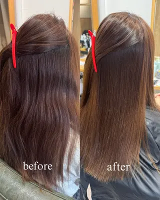 ロング パーマ 艶カラーヘアアレンジ 縮毛矯正🍓ひふみのヘアスタイル
