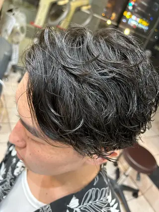 ミディアム パーマ メンズ 大阪/梅田/シャドウ パーマ/ノボリユウタのヘアスタイル