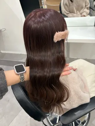 セミロング 暖色/艶カラー/ エクステ/ユリヤのヘアスタイル