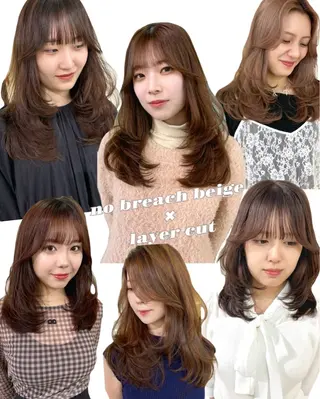 ロング カラー mizuki/ピンク ベージュ.レイヤーのヘアスタイル