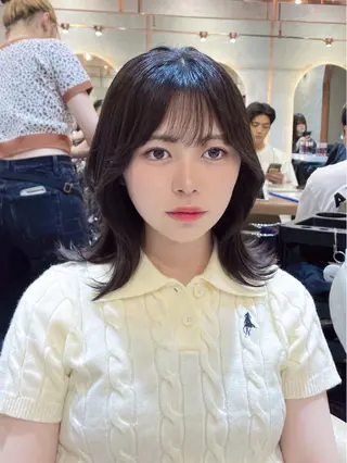 セミロング カラー 透明感カラー/韓国 レイヤーmomokaのヘアスタイル