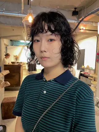 ミディアム パーマ パーマ/レイヤー 岩山丈一郎のヘアスタイル