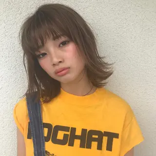 ミディアム カラー ヤスドミ ケイスケのヘアスタイル