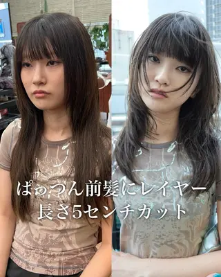 ミディアム カラー ニュアンスレイヤー ハイトーンカラーのヘアスタイル