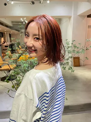 ミディアム カラー スパイラルパーマ 🌐hina⭐️のヘアスタイル