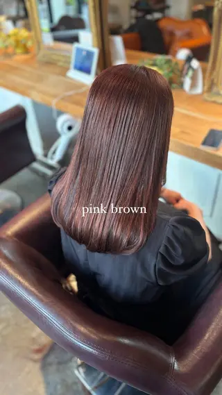 セミロング カラー 髪質改善カラー ベージュ🤎YUMEのヘアスタイル