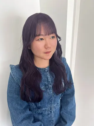 ロング カラー 暗髪🩶ラベンダー/ ブルー/ユウナ🤍のヘアスタイル