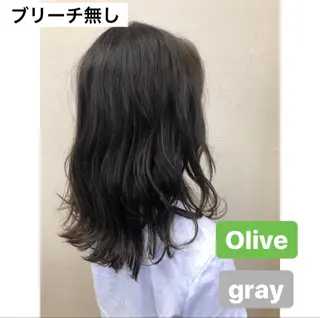 セミロング カラー パーマ ヘアアレンジ ♡透け感カラー 大賀哲平♡のヘアスタイル