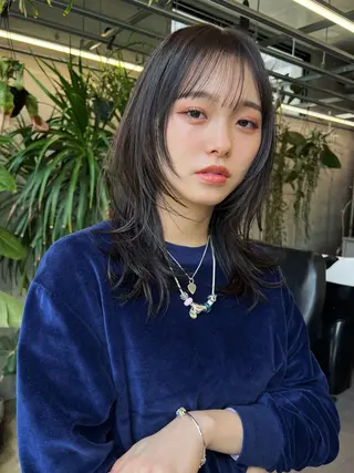 ミディアム カラー ハッシュカット カシマハヤトのヘアスタイル