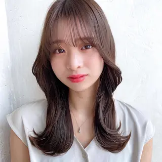 セミロング カラー 顔周り/くびれヘア 韓国ヘア💕風間るなのヘアスタイル