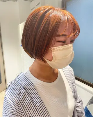 ショート カラー ヘアアレンジ 髪質改善カラー&TR 縮毛矯正/弱酸性矯正のヘアスタイル