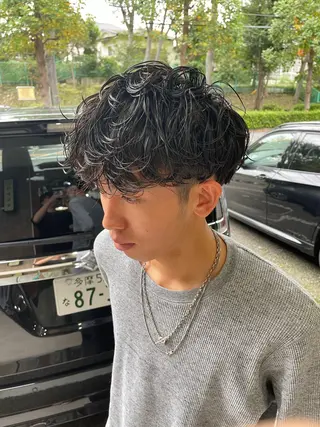 ミディアム パーマ メンズ 森田 雅治のヘアスタイル