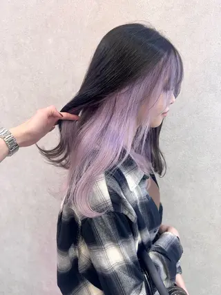 セミロング カラー ヘアアレンジ yuuto🌈 艶髪ダブルカラーのヘアスタイル