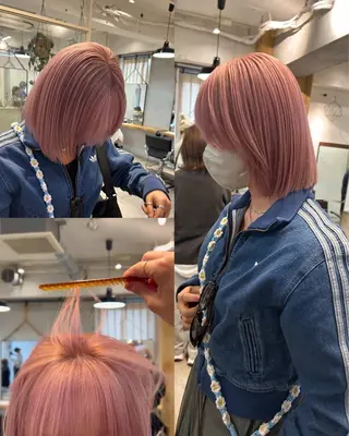 ショート カラー グレージュ× ボブ× ハイトーン　前田隆太のヘアスタイル