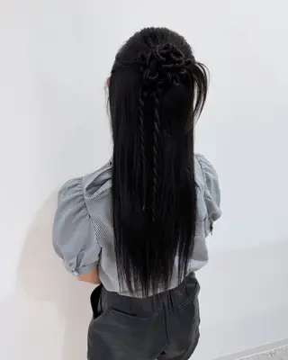 ロング カラー ヘアアレンジ ブリーチなしWカラー ヘアセット🎀はるかのヘアスタイル