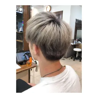 ショート カラー メンズ 白髪ぼかし脱白髪染め 大塚綾のヘアスタイル