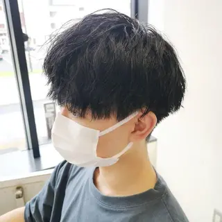 メンズ パーマ 渡辺 愛枝/艶カラー🩵のヘアスタイル