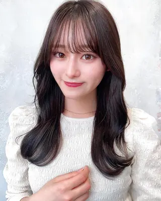 セミロング カラー 顔周り/くびれヘア 韓国ヘア💕風間るなのヘアスタイル