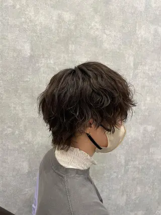 パーマ メンズ メンズ専門/パーマ 束間ショートのヘアスタイル