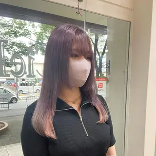 セミロング カラー 髪質改善/ストレート /透明感/西川奈穂のヘアスタイル