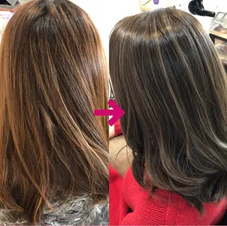 セミロング カラー 縮毛矯正・髪質改善 人気No1🩶北島のヘアスタイル