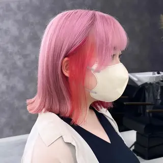 ミディアム カラー パーマ ヘアアレンジ メンズ キッズ ネイル マツエク・マツパ アイブロウ 🐺ウルフ×ハイトー ン🖤Yukinoのヘアスタイル