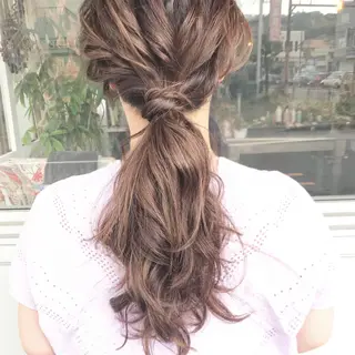 セミロング カラー ヘアアレンジ Mariana/ 鶴原-ハイライトのヘアスタイル