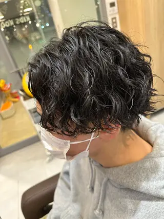 ミディアム パーマ メンズ 💈メンズ特化 美容師サキ💈のヘアスタイル