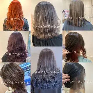セミロング カラー 店長ハイトーンカラー 柞山史奈のヘアスタイル