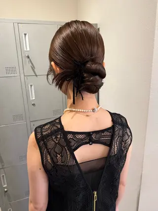 セミロング ヘアアレンジ ブリーチ/アレンジ 天満/chihiroのヘアスタイル